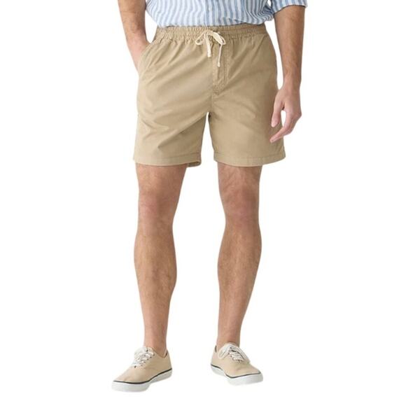 NWT J.Crew 6” Dock Shorts XS Khaki Cotton Drawstring Fair Trad - Picture 1 of 7